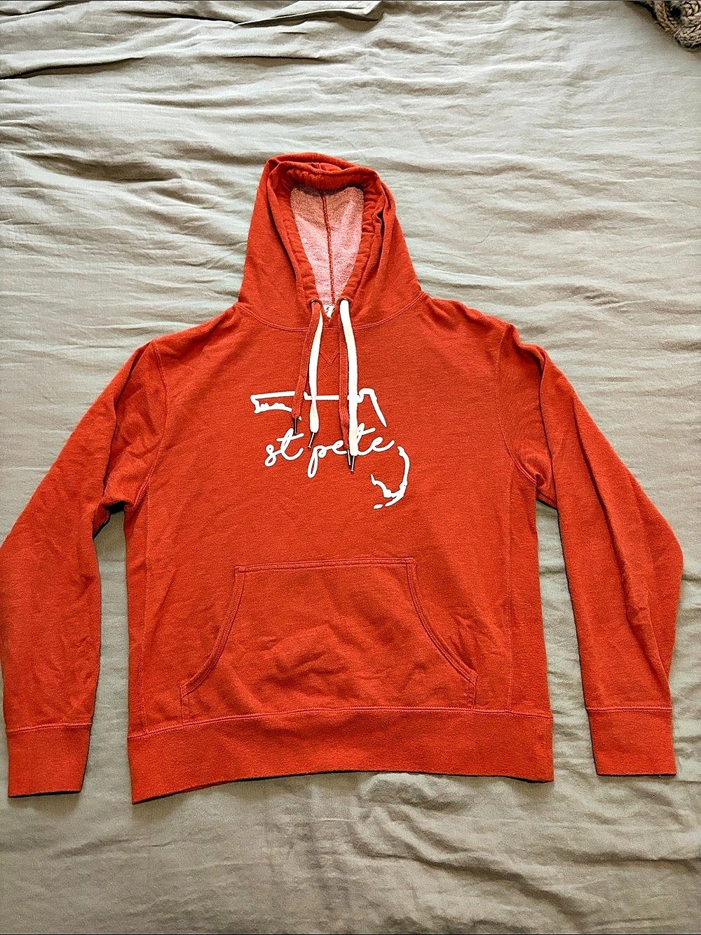 Independent Trading Company Orange Graphic St. Pete Florida Pullover Hoodie Size